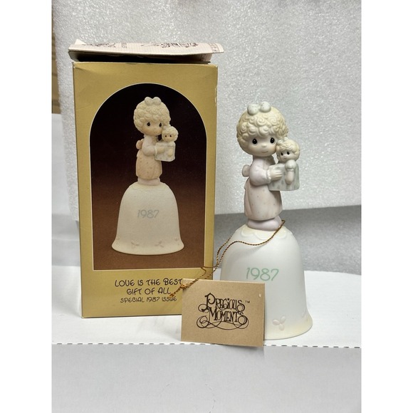 Precious Moments Other - Precious Moments "Love Is‎ The Best Gift Of All" 1987 Figurine Bisque Bell